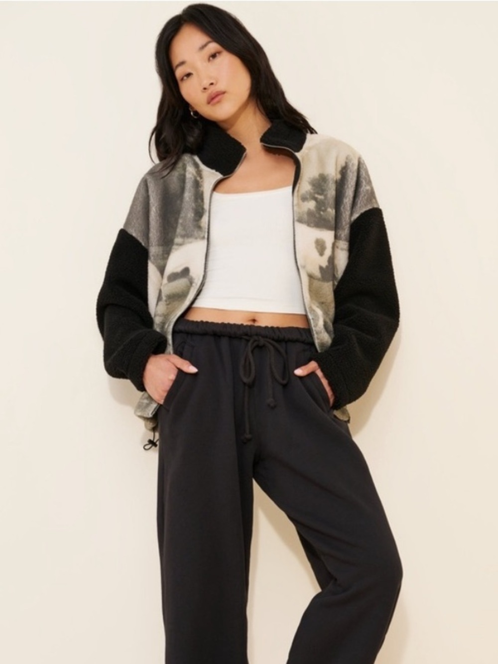 Found Free People Brand Horses Zip-up Sherpa M - Picture 4 of 5